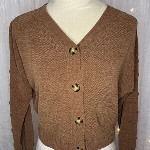 moon & madison Brown Button-Up Cardigan